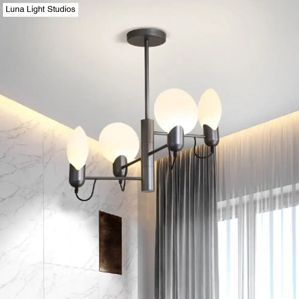 DecorBites™ Modern Silver Gray Oval Semi Flush Mount Ceiling Light with Opal Glass for Bedroom