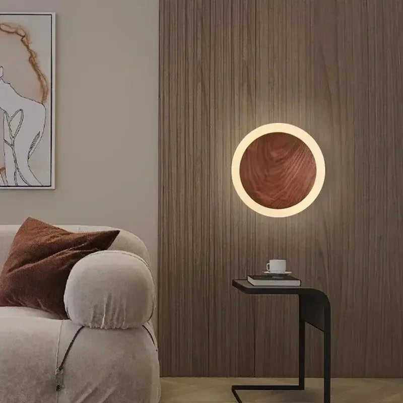 DecorBites™ Modern Walnut LED Wall Light