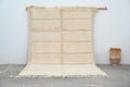 Traditional cream handwoven beni ouarain rug bedroom chunky knit decor