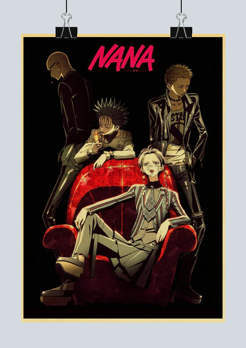 Retro kraft paper anime poster bedroom wall art decor