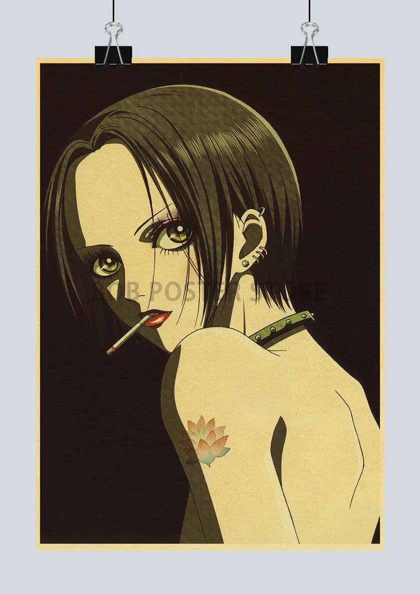 Retro kraft paper anime poster bedroom wall art decor