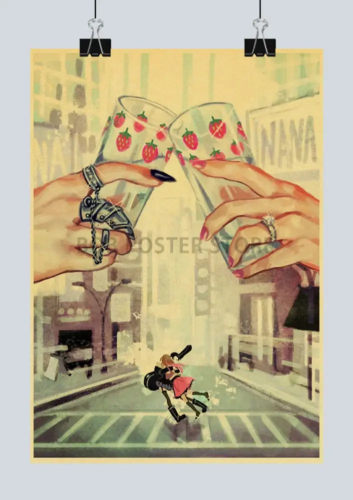 Retro kraft paper anime poster bedroom wall art decor