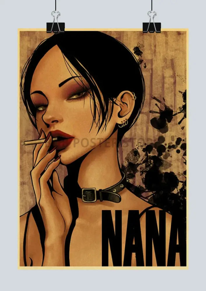 Retro kraft paper anime poster bedroom wall art decor