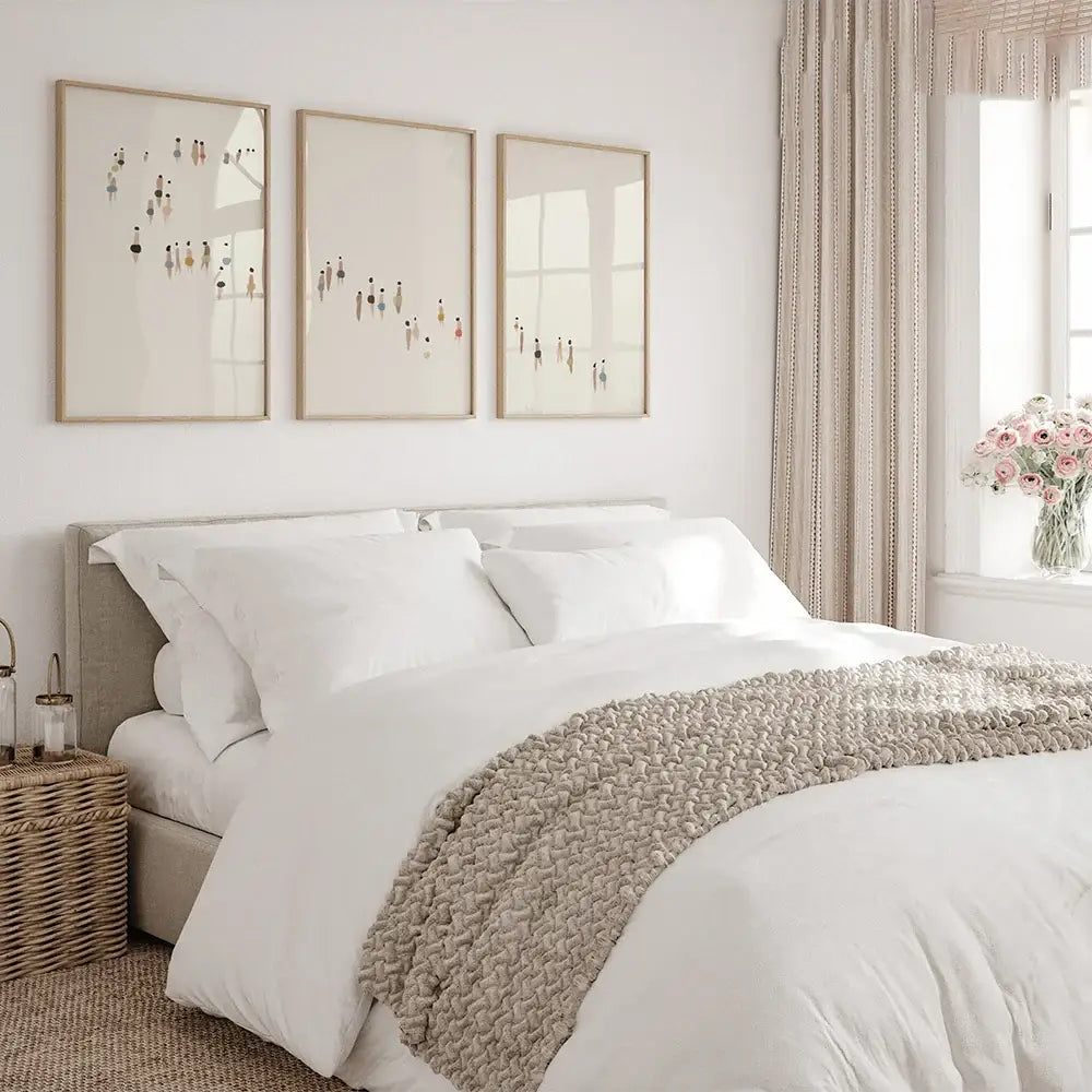 DecorBites™ Neutral Canvas Triptych Wall Art Set