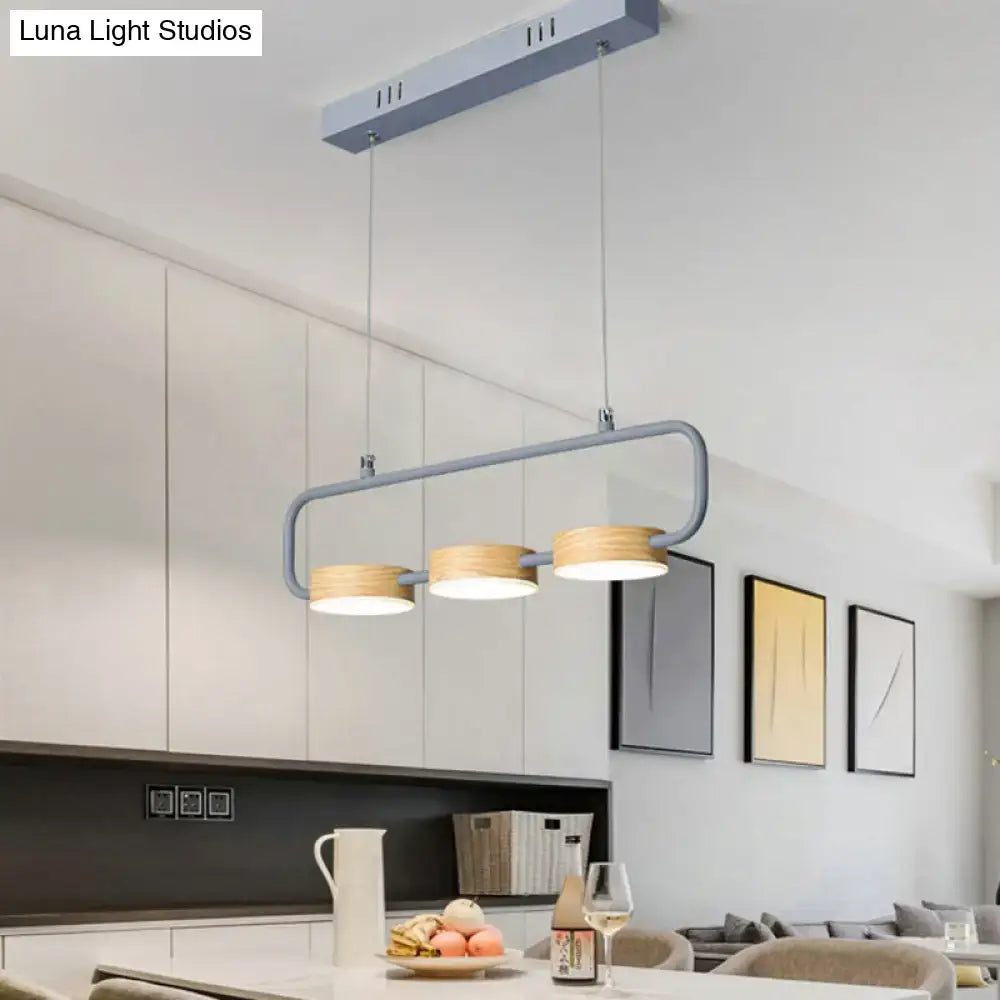 DecorBites™ Nordic 3-Light Hanging Pendant with Metal and Wood Accents for Kitchen Island