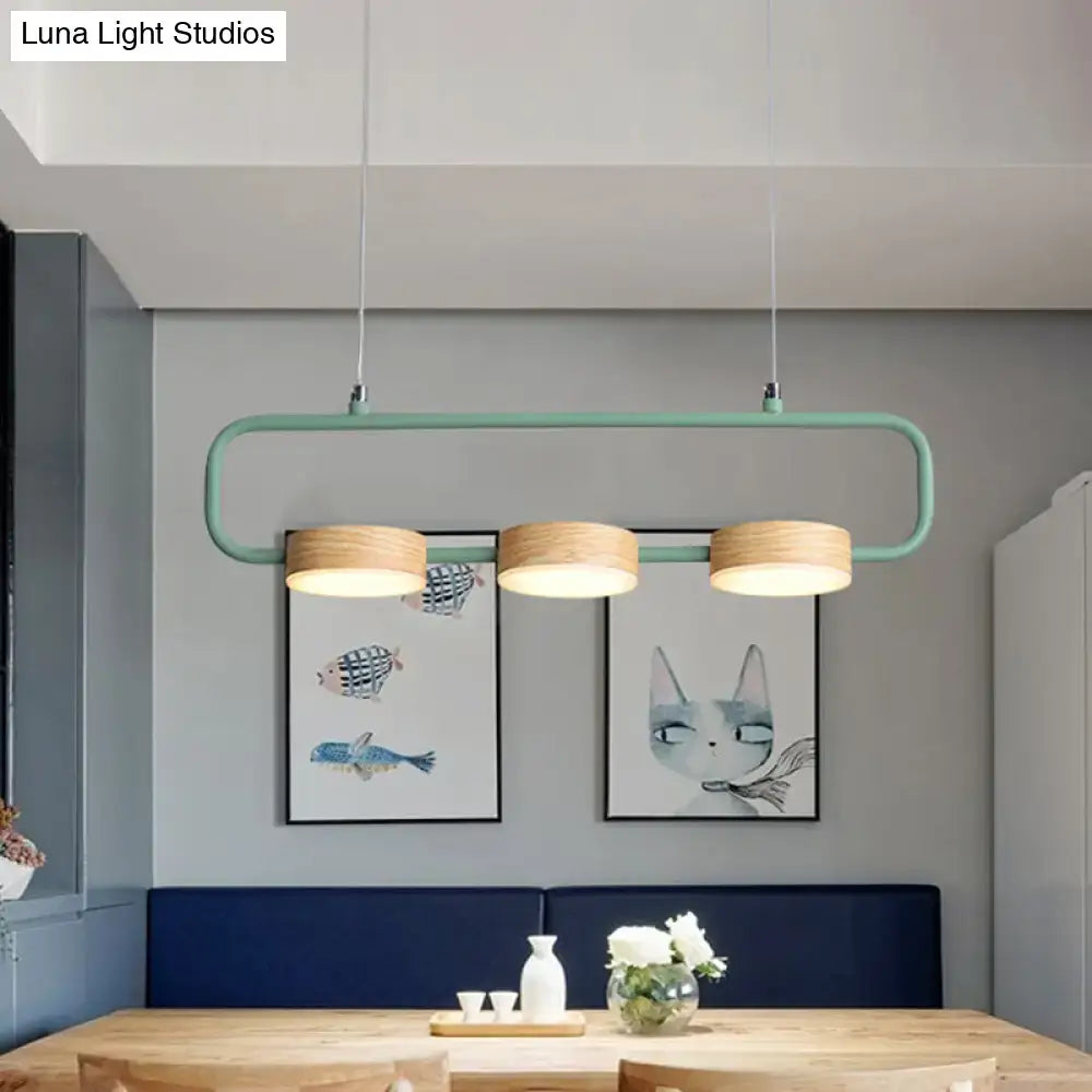 DecorBites™ Nordic 3-Light Hanging Pendant with Metal and Wood Accents for Kitchen Island