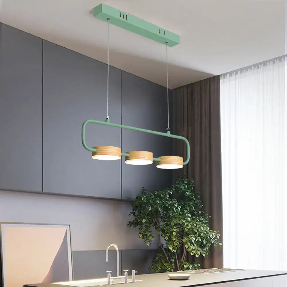 DecorBites™ Nordic 3-Light Hanging Pendant with Metal and Wood Accents for Kitchen Island