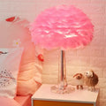 DecorBites™ Nordic Bedside Lamp with Feather Shade & Crystal Accent - 1-Light Table Light