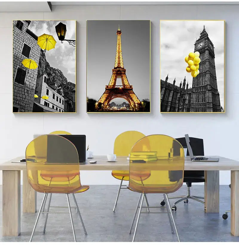 DecorBites™ Nordic Landscape Canvas Print Set - Yellow Scenery