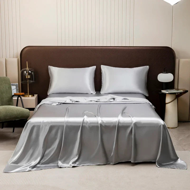 DecorBites™ Opulent Solid Color Satin Bedding Set