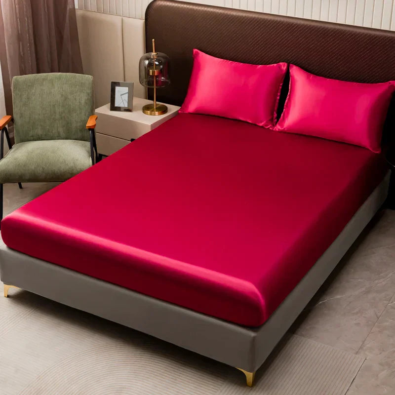 DecorBites™ Opulent Solid Color Satin Bedding Set