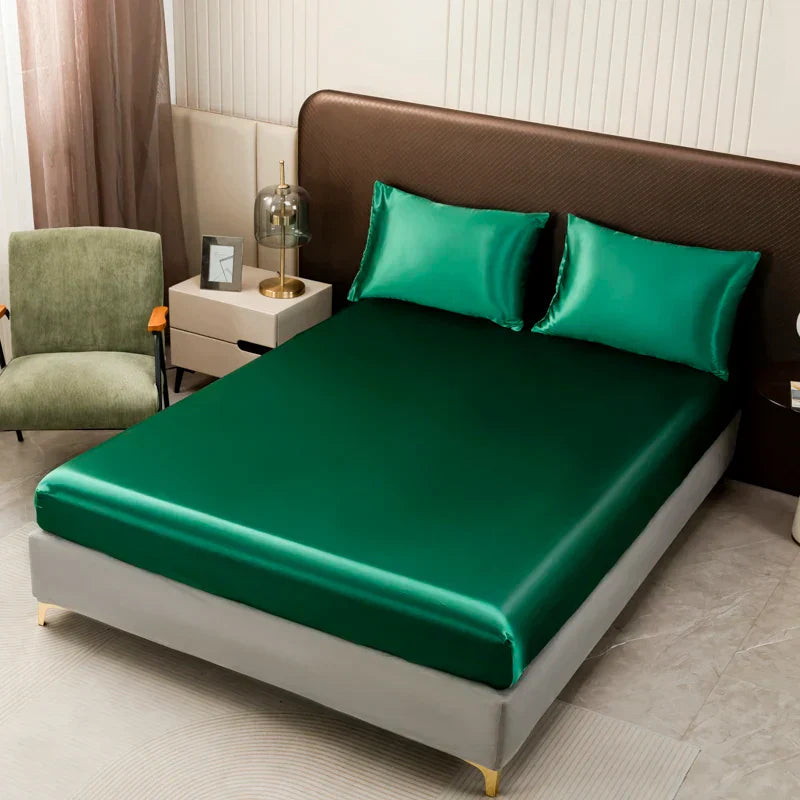 DecorBites™ Opulent Solid Color Satin Bedding Set