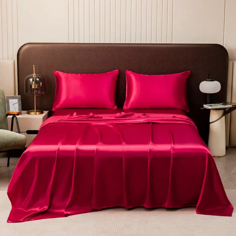 DecorBites™ Opulent Solid Color Satin Bedding Set