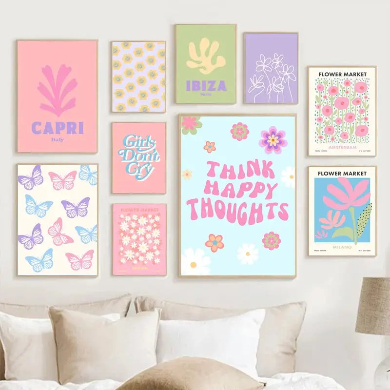 DecorBites™ Pastel Danish Flower Wall Art Print
