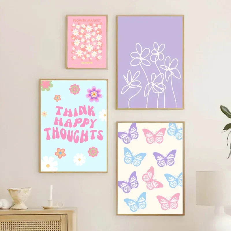 DecorBites™ Pastel Smiley Flower Canvas Wall Art