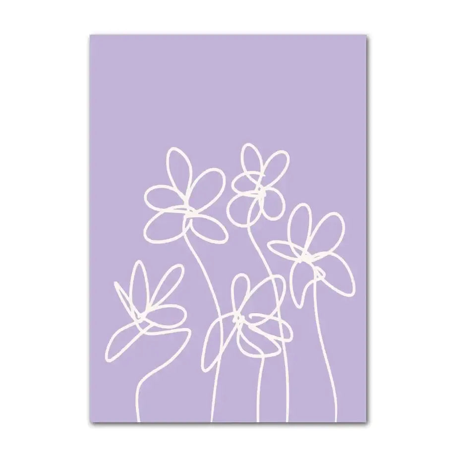 Pastel pink & lavender smiley flower wall art for bedroom decor