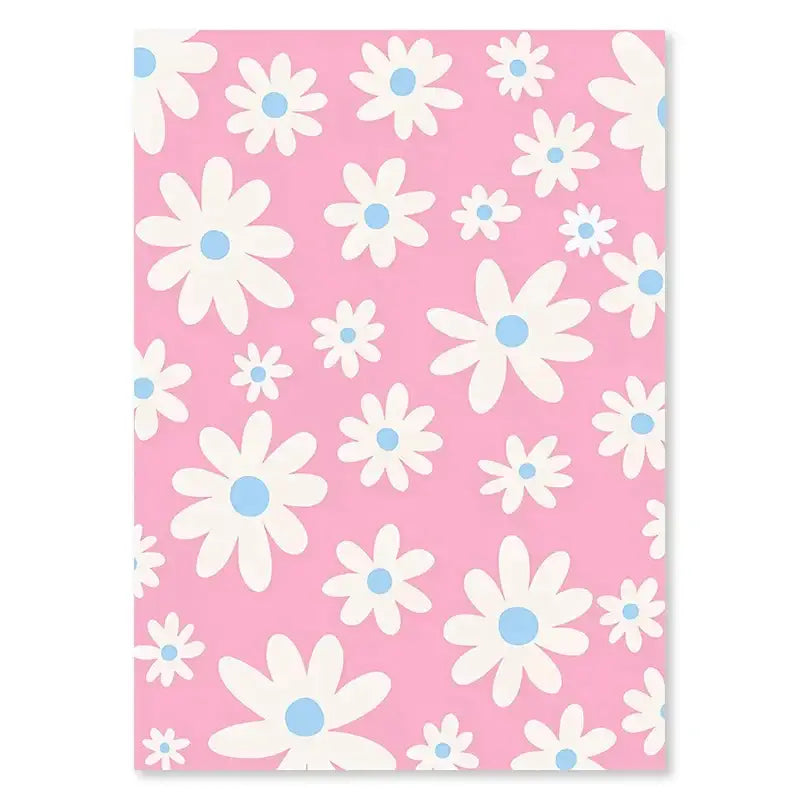 Pastel pink & lavender smiley flower wall art for bedroom decor