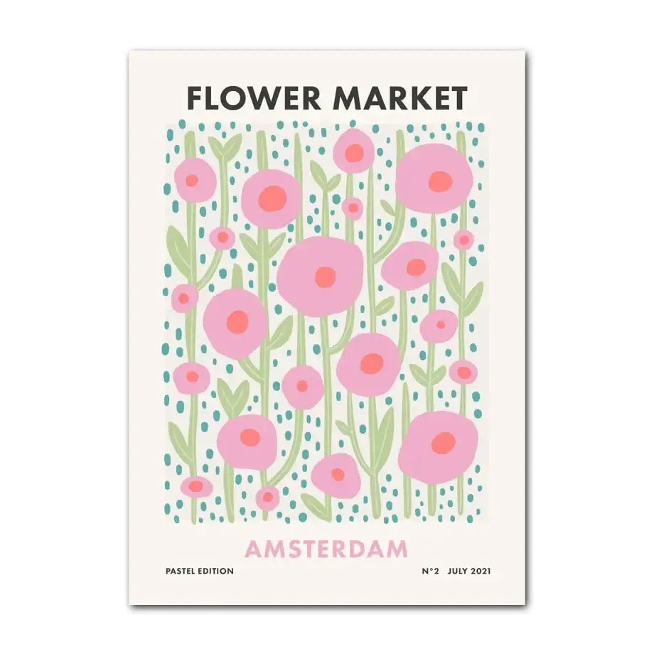 Pastel pink & lavender smiley flower wall art for bedroom decor