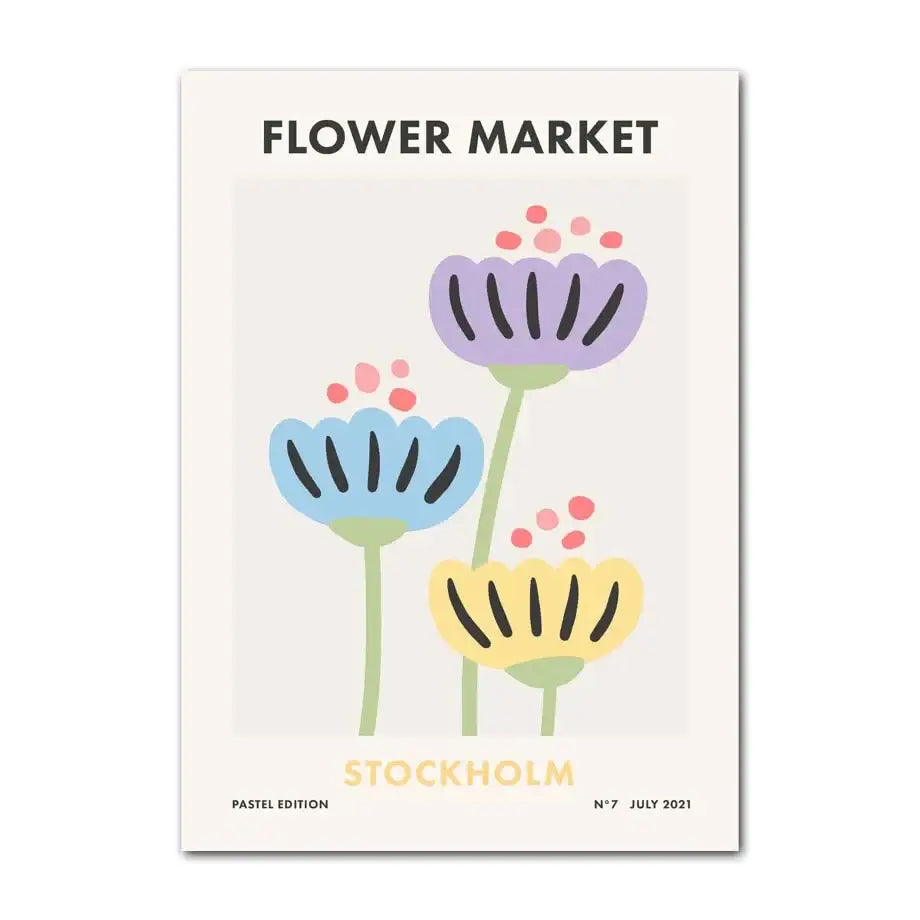 Abstract amsterdam flower market pastel wall art bedroom poster