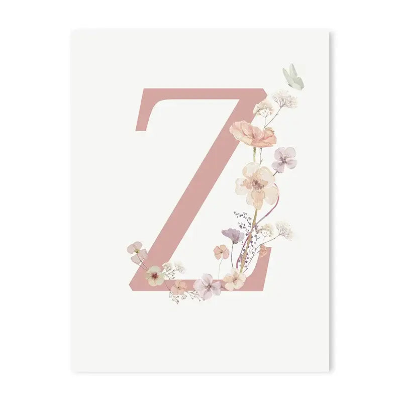 DecorBites™ Personalized Pink Floral Nursery Wall Art