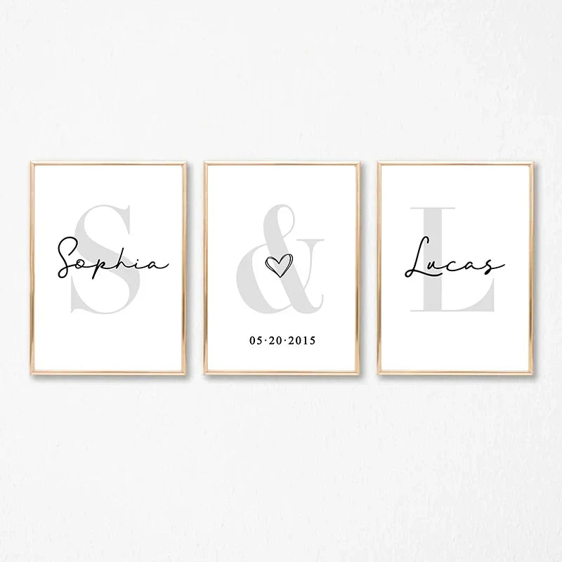DecorBites™ Personalized Set of 3 Custom Name Wall Art