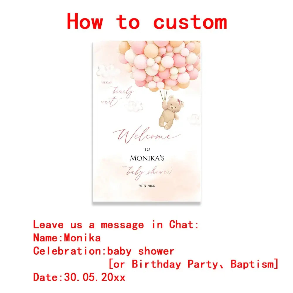 DecorBites™ Personalized Teddy Bear Baby Shower Welcome Sign