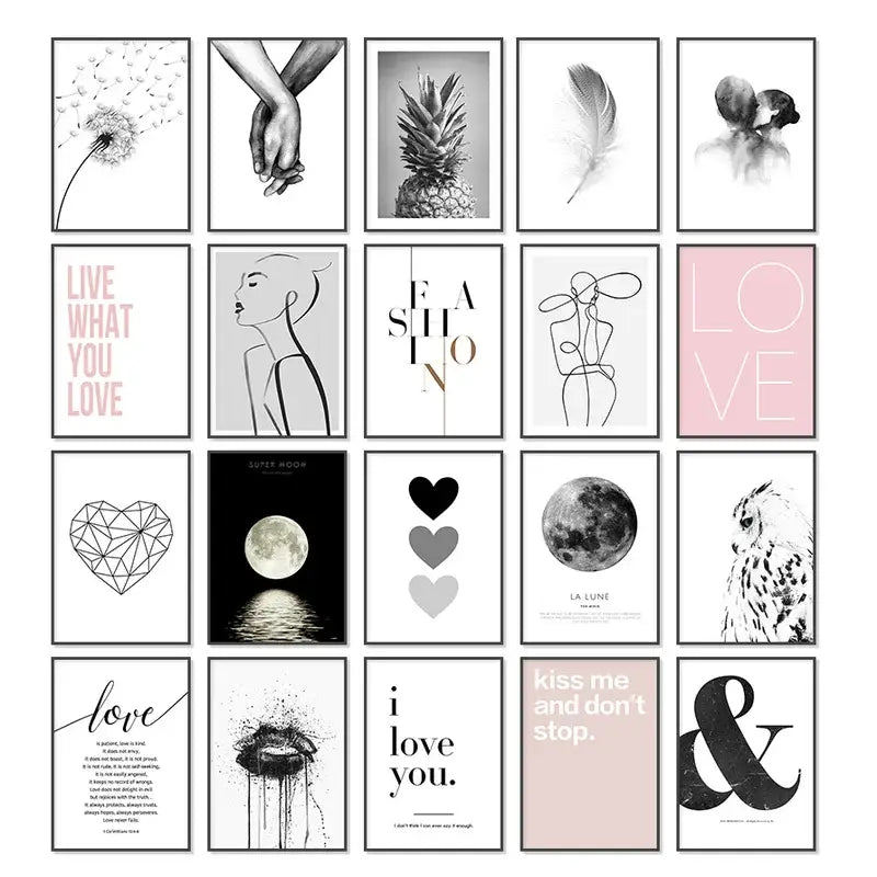 Modern pink aesthetic wall art bedroom minimalist quote poster