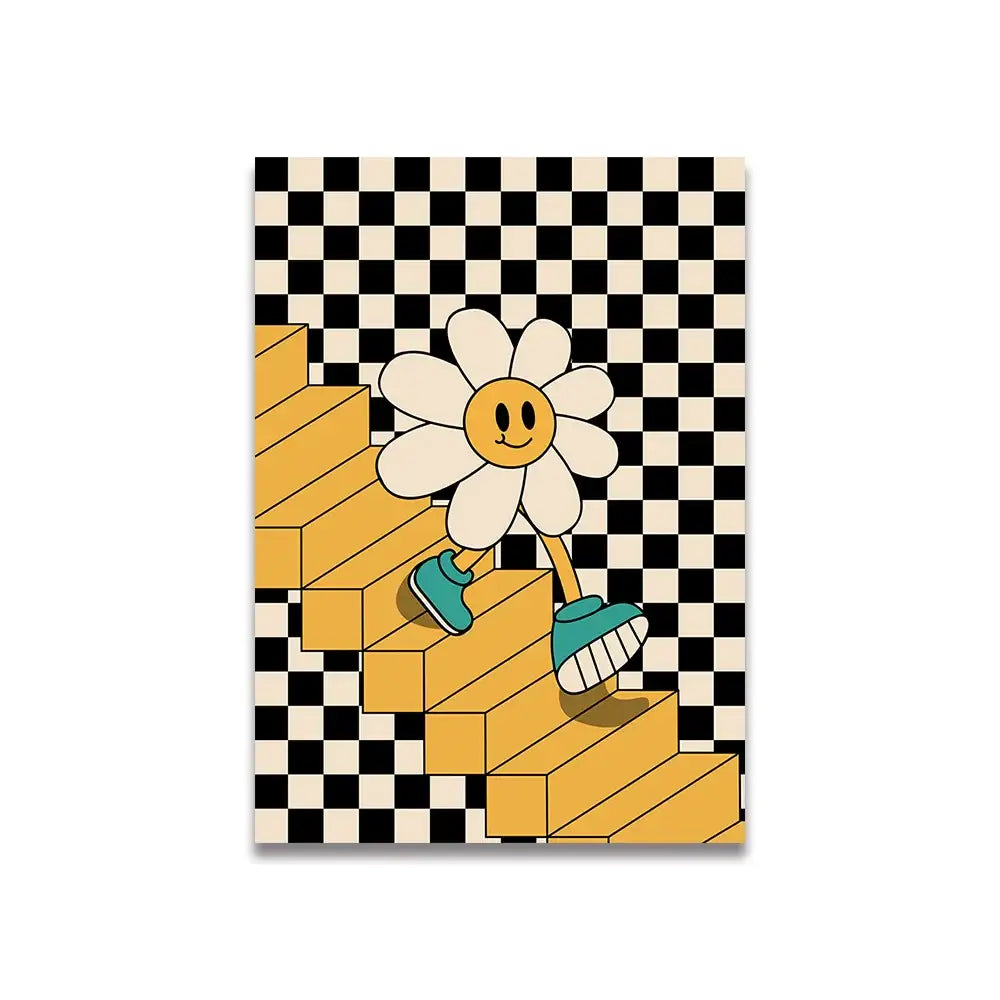 DecorBites™ Pink Cartoon Print Canvas Wall Art