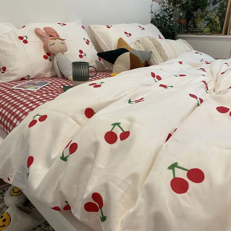 DecorBites™ Pink Floral Bedding Set - Queen Size