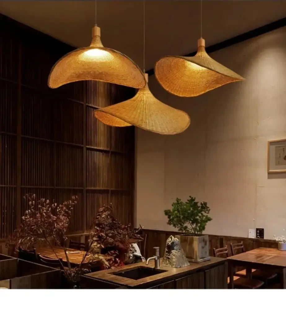 DecorBites™ Rattan Pendant Light with Dimmable Bamboo Shade