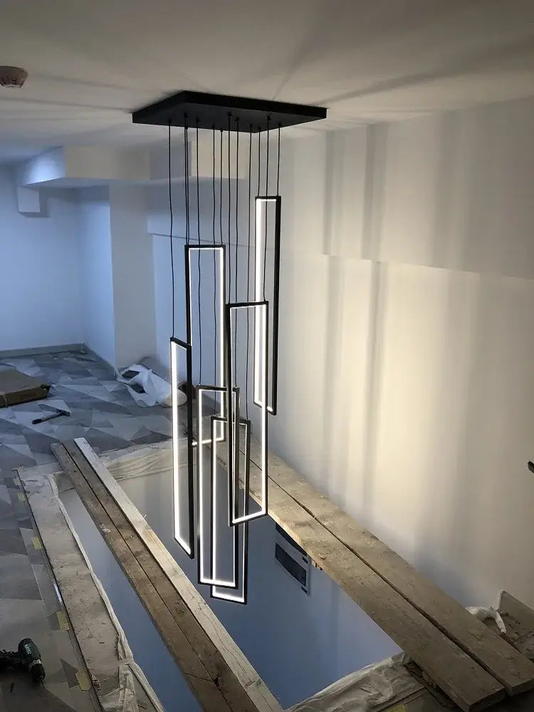 DecorBites™ Rectangular LED Chandelier for Modern Living Spaces