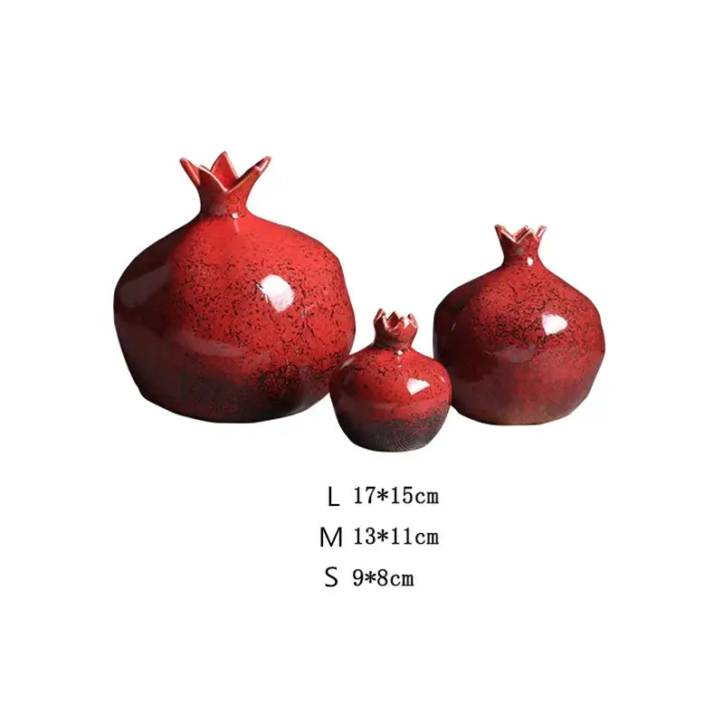 DecorBites™ Red Pomegranate Ceramic Vase for Modern Home