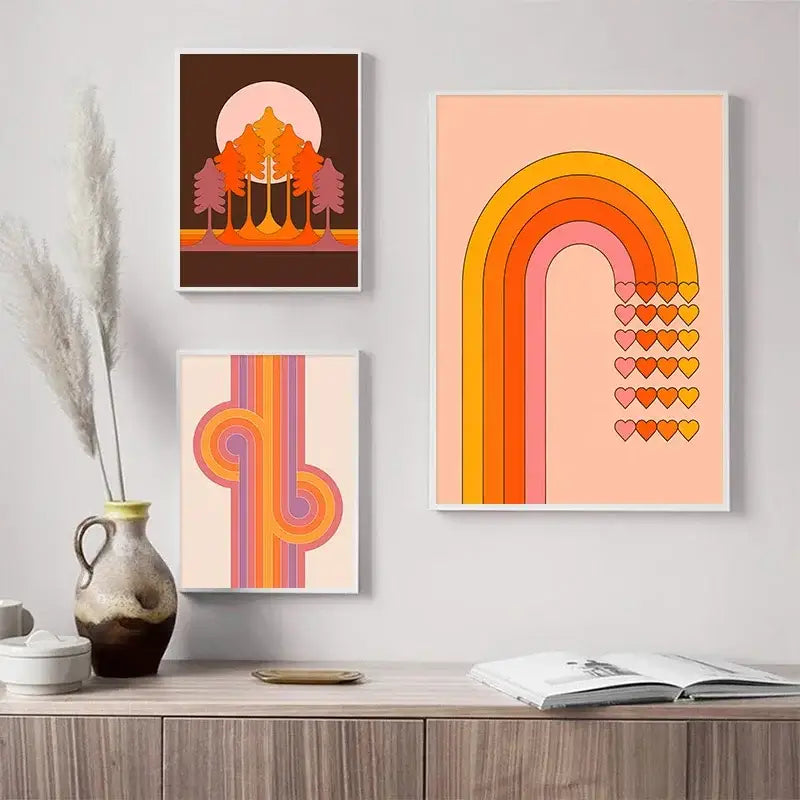 DecorBites™ Retro Rainbow Boho Art Prints - Wall Decor