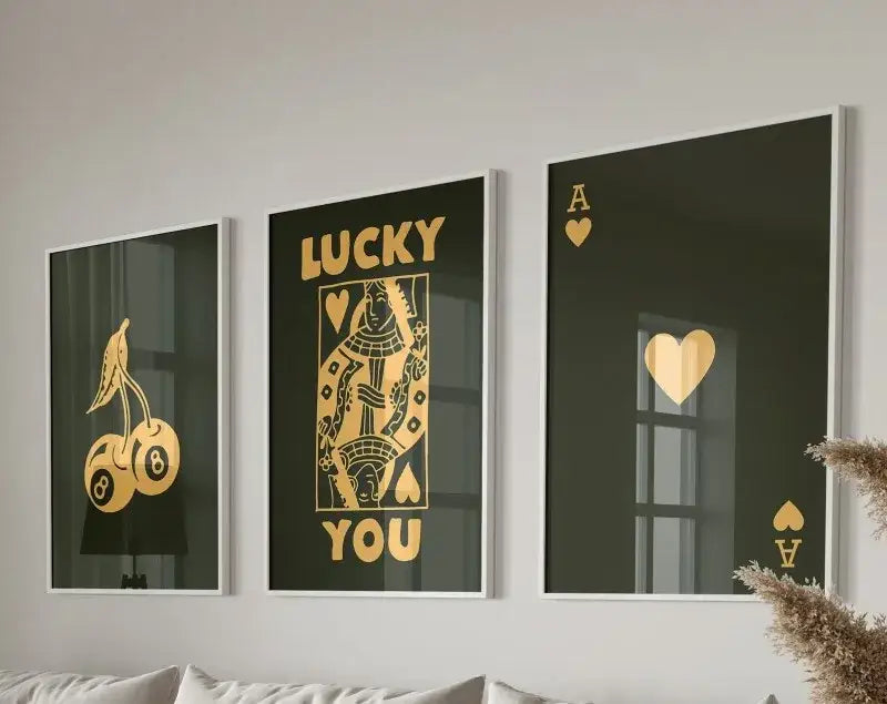 DecorBites™ Retro Wall Art Posters Set - Luck Queen Ace