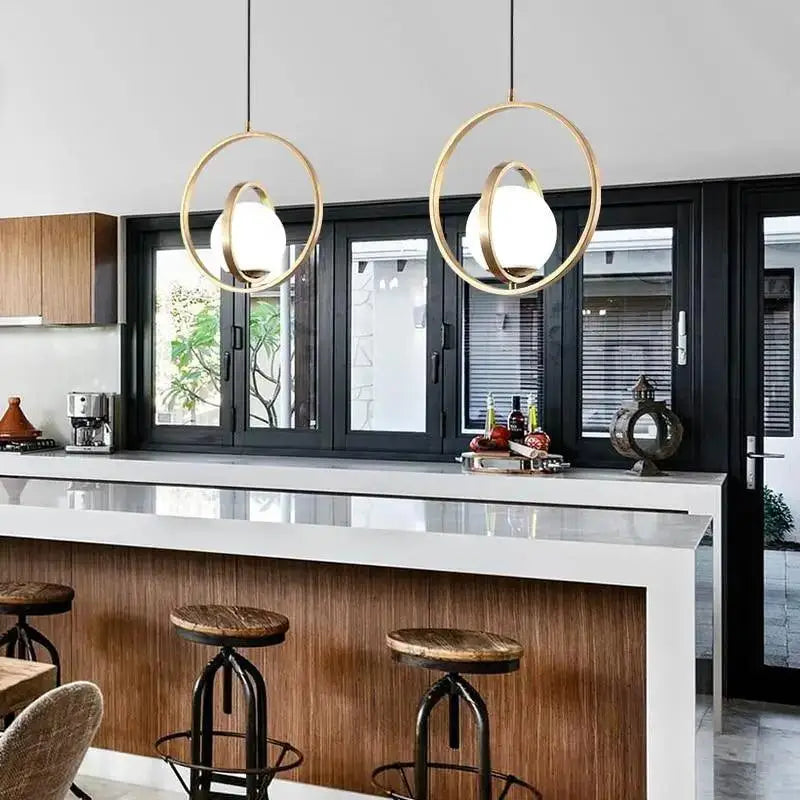 DecorBites™ Rotating Gold Ring Pendant Light