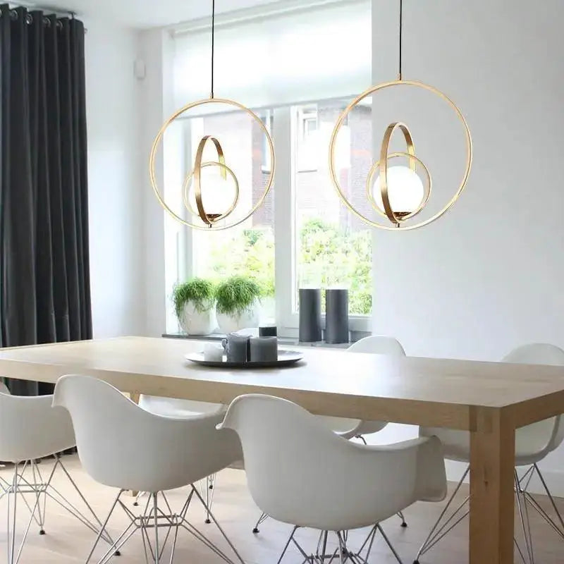 DecorBites™ Rotating Gold Ring Pendant Light
