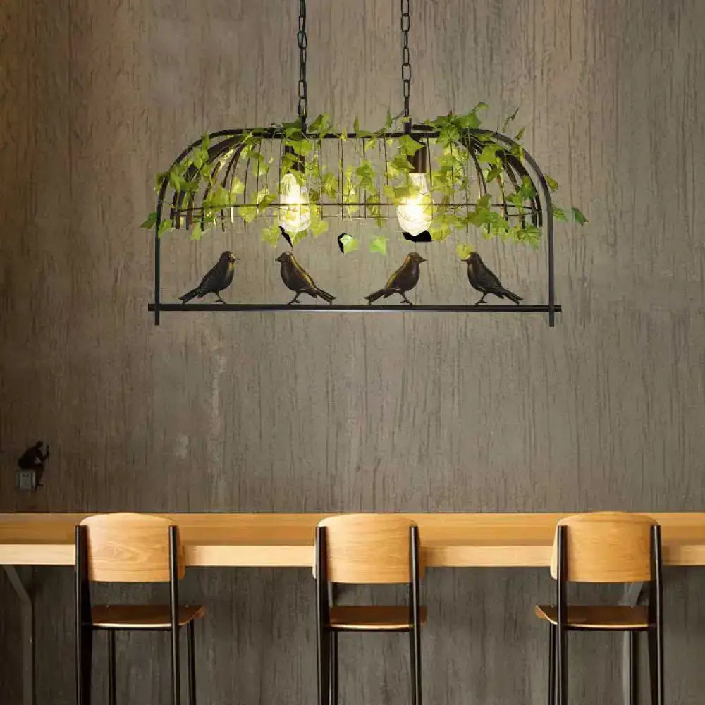 DecorBites™ Rustic Birdcage Island Pendant Light with Ivy for Restaurant Décor