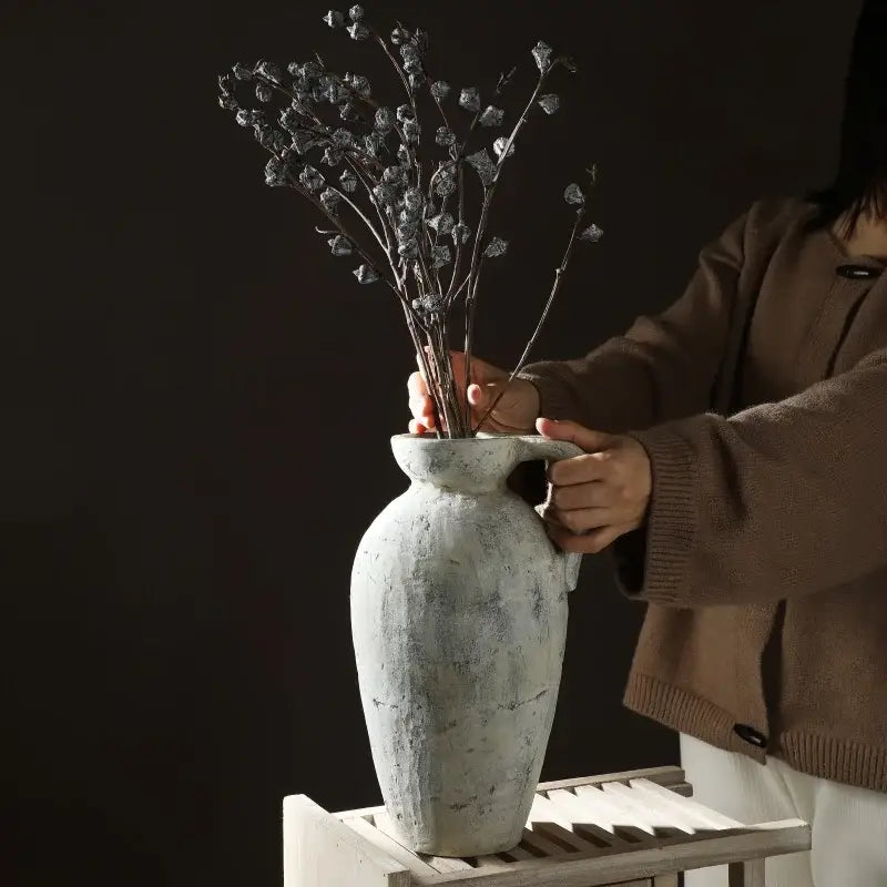 DecorBites™ Rustic Handmade Ceramic Vase for Home Decor