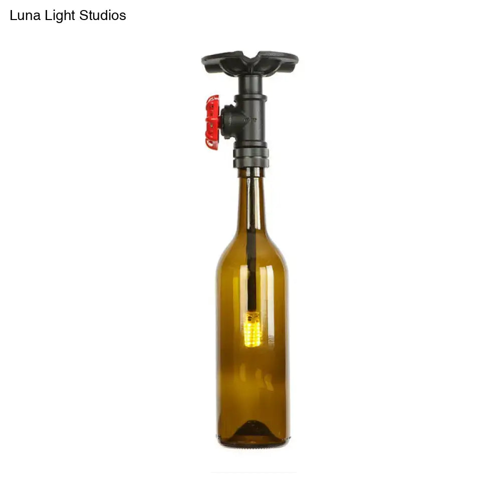 DecorBites™ Rustic Single Light Semi Flushmount with Glass Shade - Bottle Design
