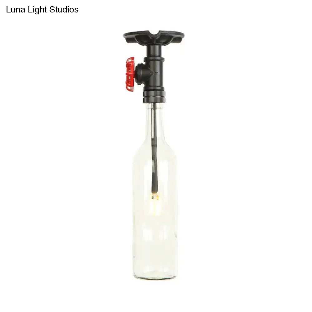 DecorBites™ Rustic Single Light Semi Flushmount with Glass Shade - Bottle Design