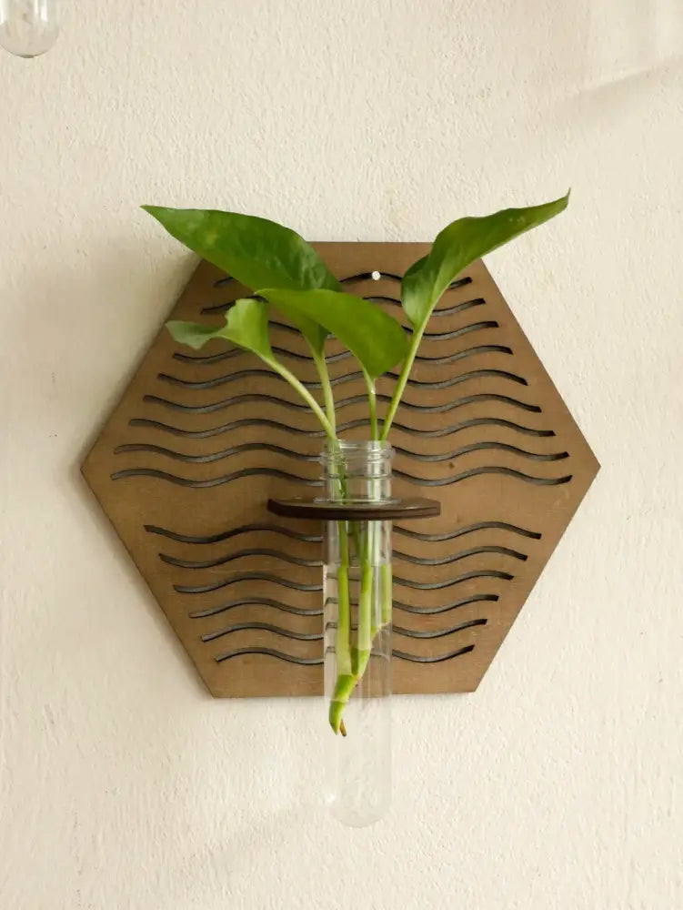 DecorBites™ Rustic Wood Wall Vase for Greenery