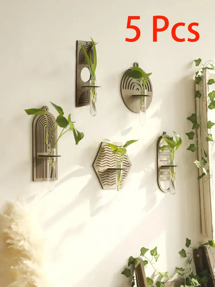 DecorBites™ Rustic Wood Wall Vase for Greenery