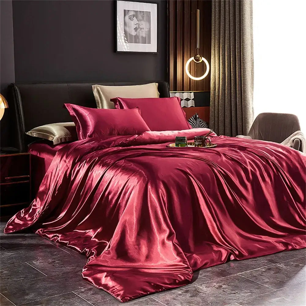 DecorBites™ Silk Bedding Set: Luxury Solid Satin Sheets