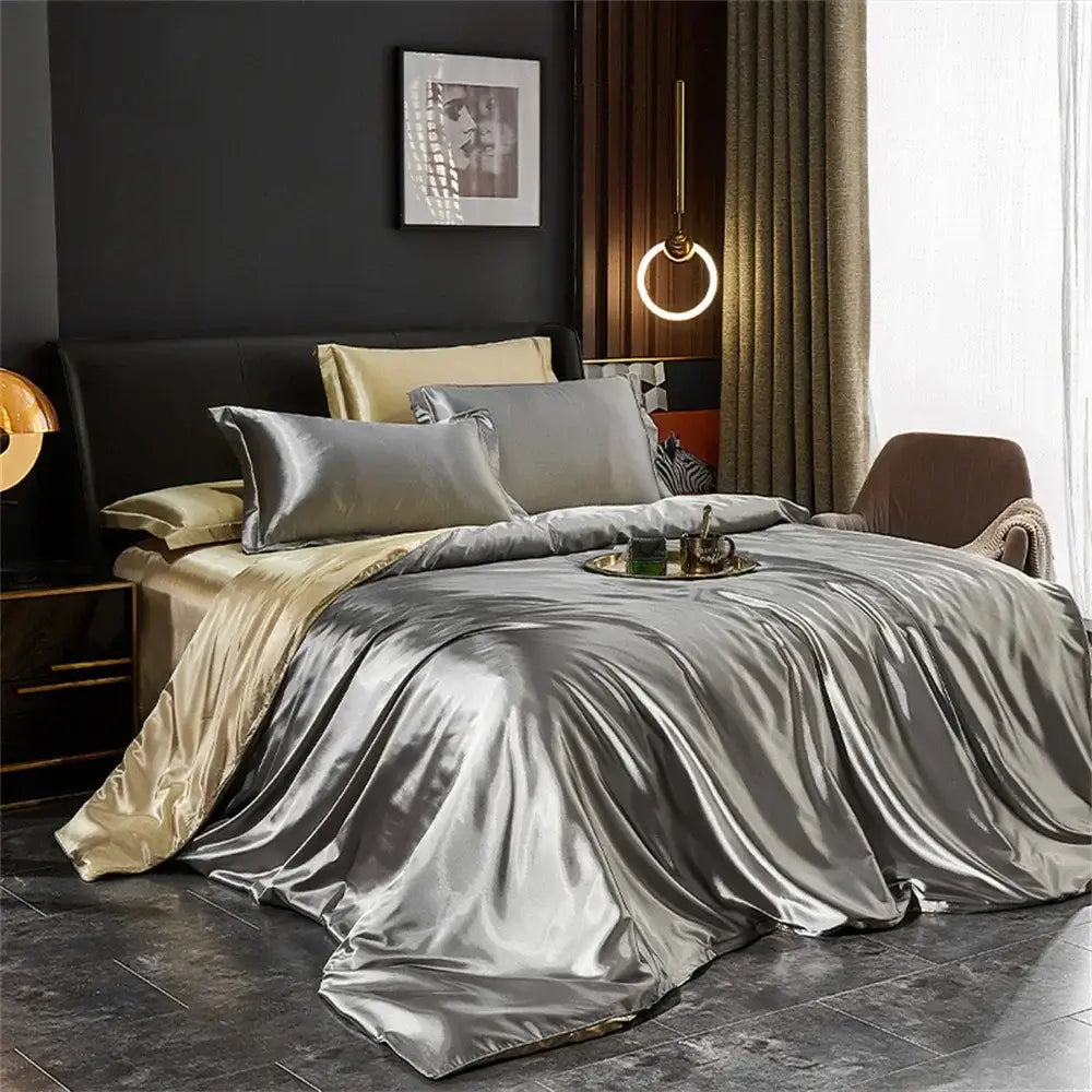 DecorBites™ Silk Bedding Set: Luxury Solid Satin Sheets