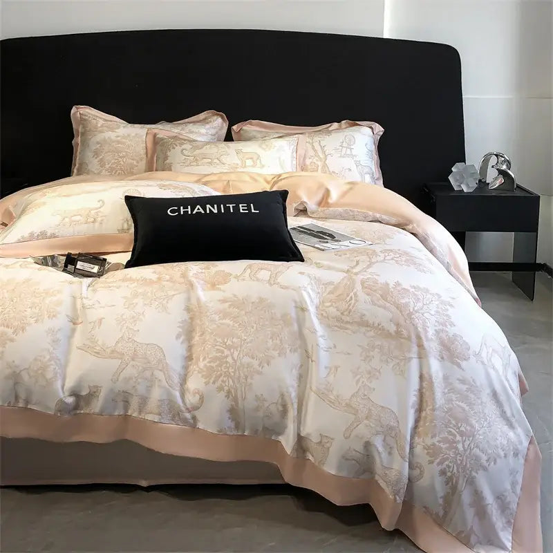 DecorBites™ Silky Eucalyptus Fiber Bedding Set - Forest Leopard