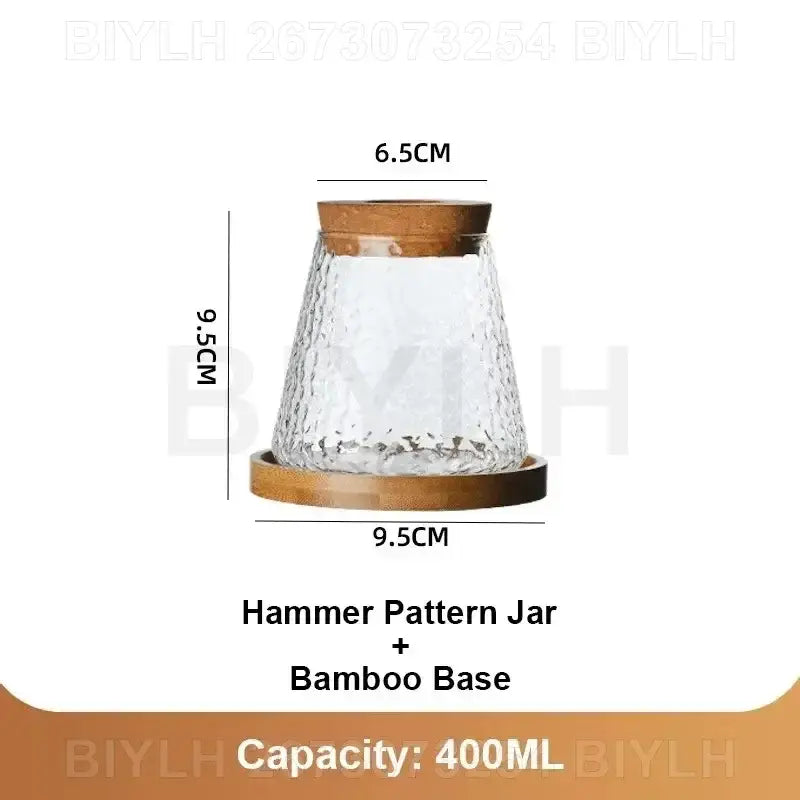 Small transparent glass vase with bamboo base for living room decor