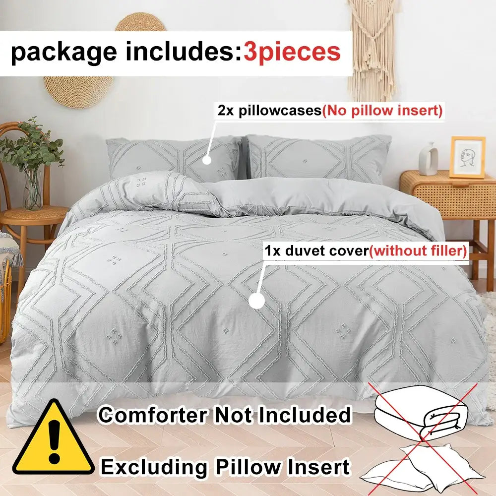 DecorBites™ Soft Tufted Microfiber Duvet Cover Set