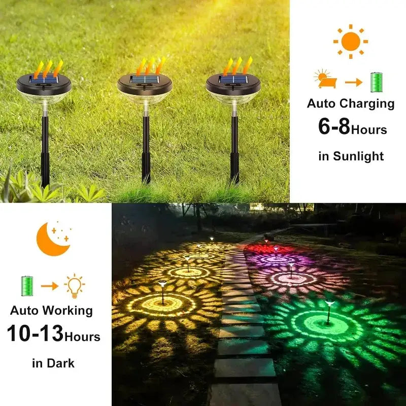 DecorBites™ Solar Pathway Lights 6 Pack, Color Changing & Warm White LED, Waterproof