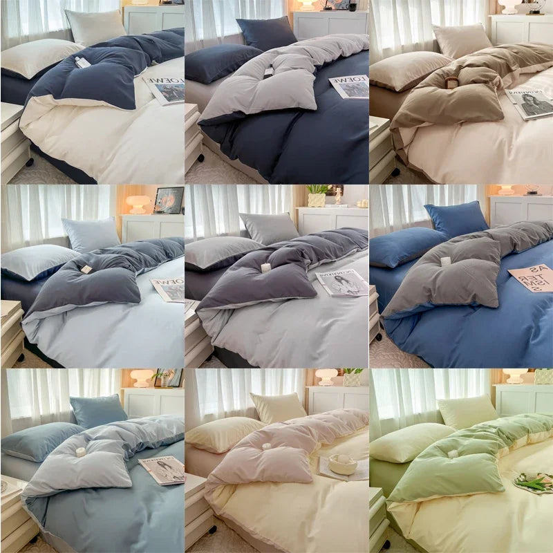 DecorBites™ Solid Color Brush Fabric Bedding Set - 4 Pieces