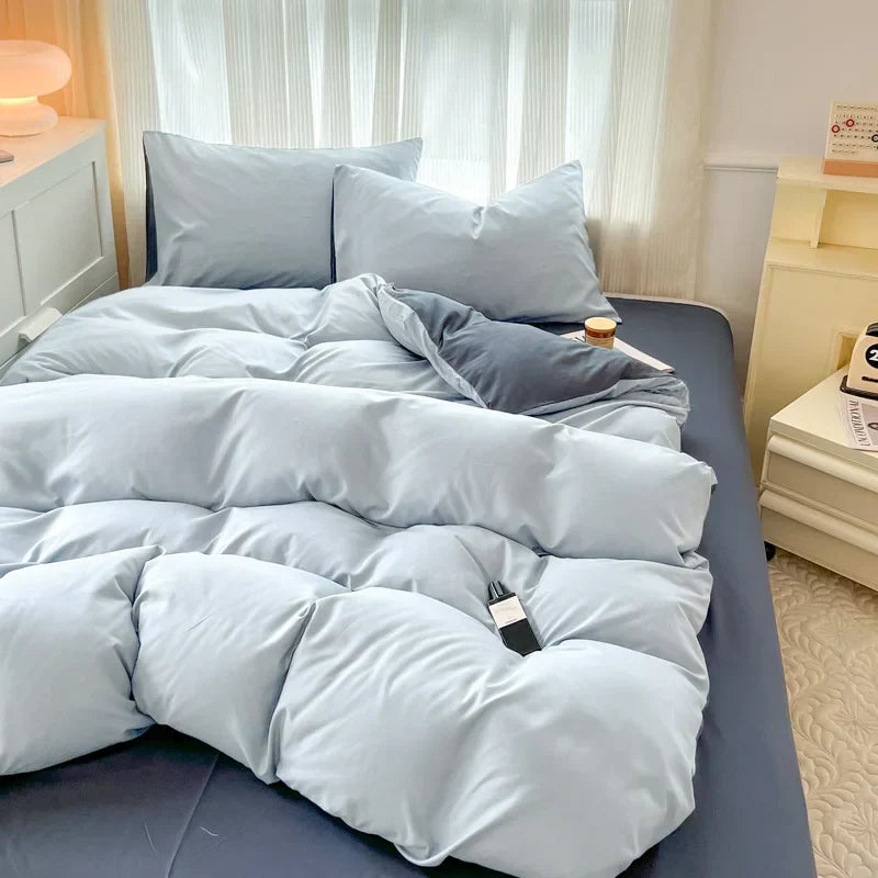 DecorBites™ Solid Color Brush Fabric Bedding Set - 4 Pieces